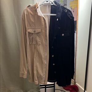 Corduroy Button-Up Jackets in Cream and Black